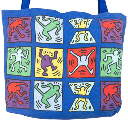 Vintage 1982 Keith Haring Graphic Tote Shoulder Bag in blue (baumwolle), photo 3