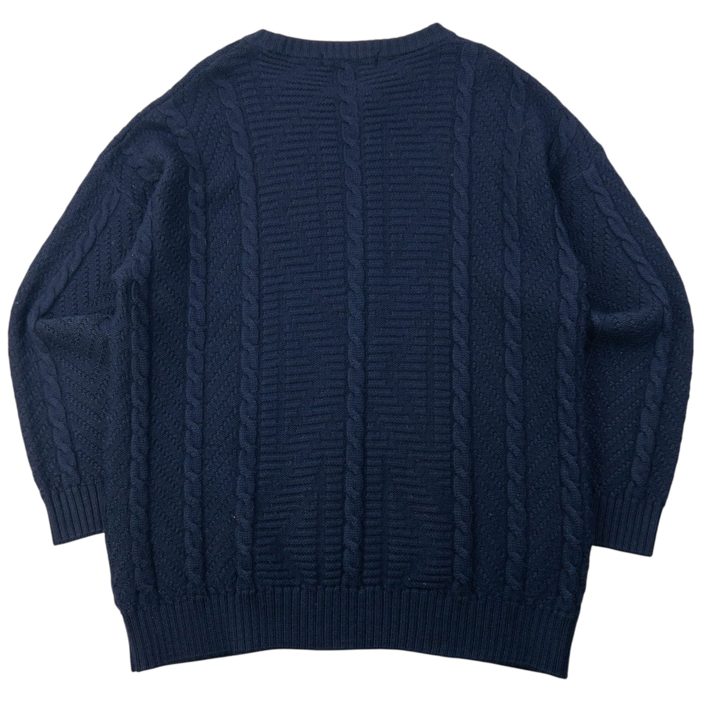 Vintage 90s Burberry Embroidered Wool Cable Knit Jumper Size XL