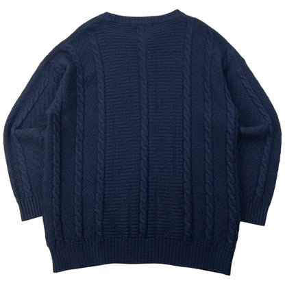 Vintage 90s Burberry Embroidered Wool Cable Knit Jumper Size XL