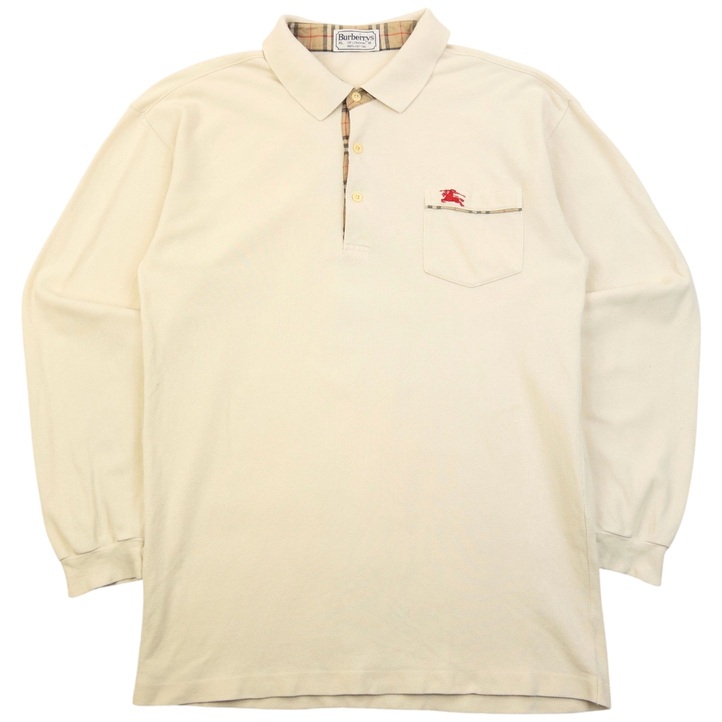 Vintage 90s Burberry Long Sleeve Polo Shirt Size M