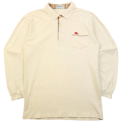 Vintage 90s Burberry Long Sleeve Polo Shirt Size M
