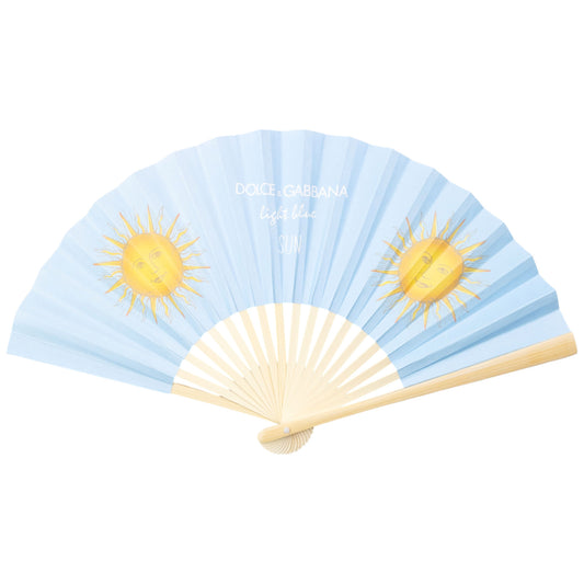 Vintage 2000s Dolce & Gabbana Light Blue Sun Paper Hand Fan