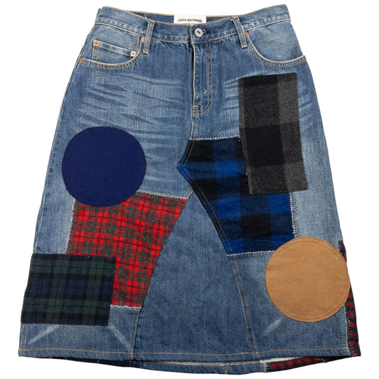 Vintage Junya Watanabe X Comme Des Garçons Patchwork Denim Skirt Womens Size W29