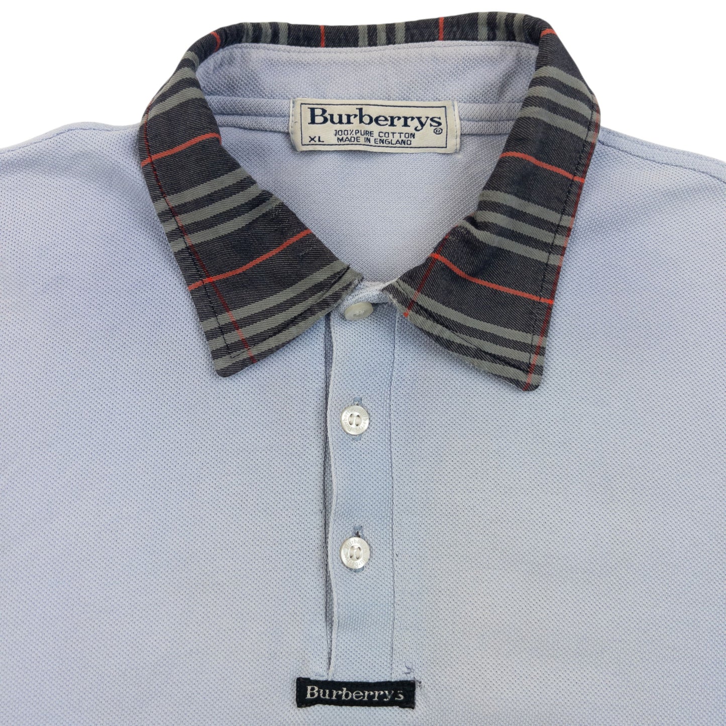 Vintage 90s Burberry Nova Check Collar Polo Shirt Size M