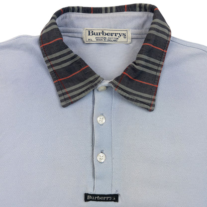Vintage 90s Burberry Nova Check Collar Polo Shirt Size M
