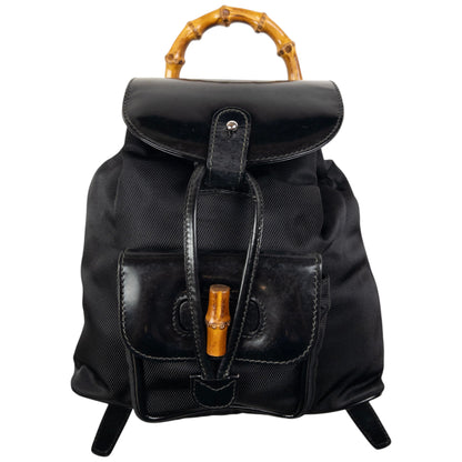Vintage Gucci Bamboo Leather Bucket Backpack