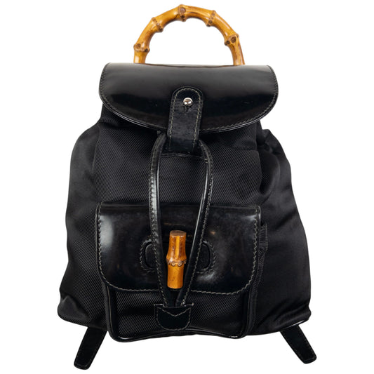 Vintage Gucci Bamboo Leather Bucket Backpack