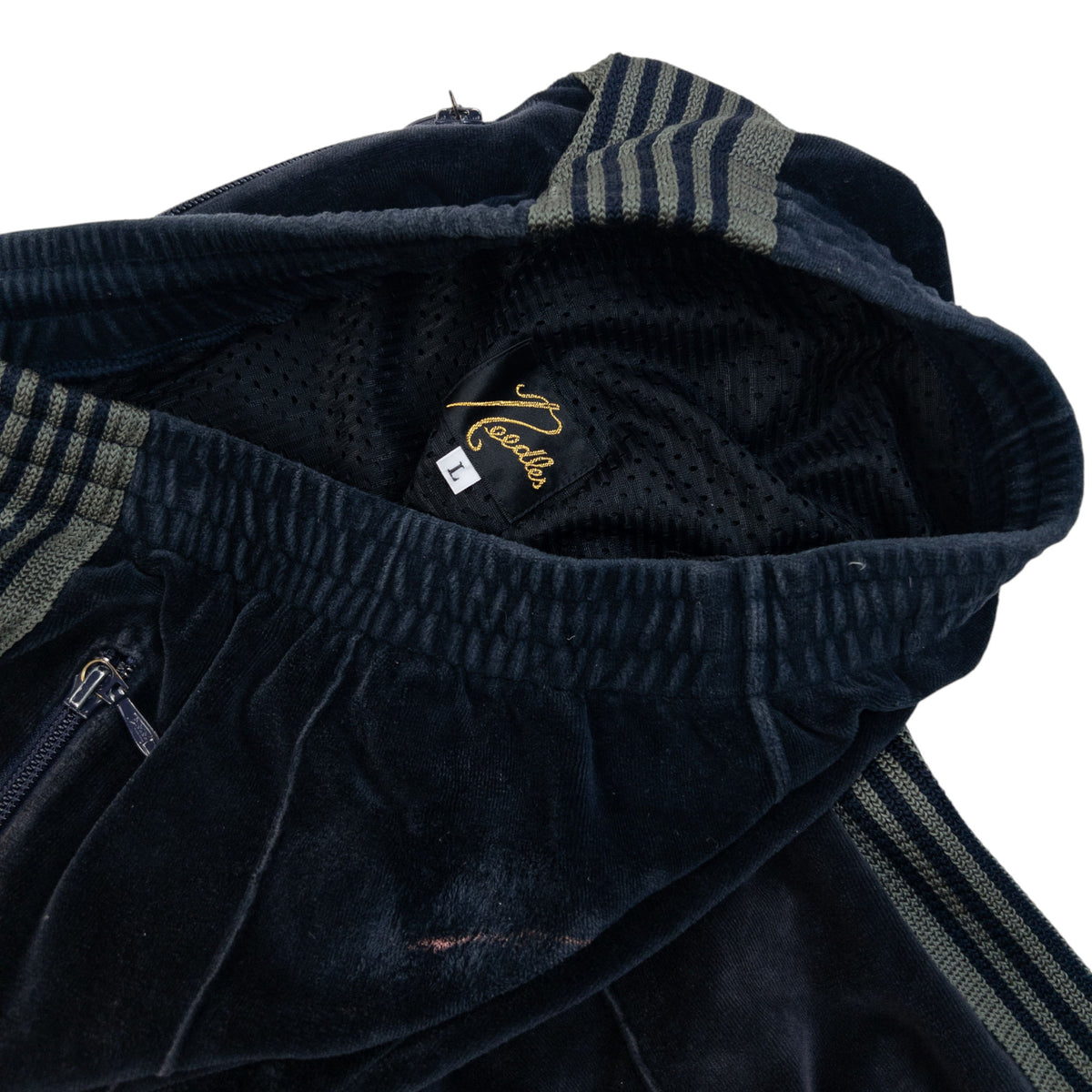 Needles Embroidered Velour Joggers in navy, photo 6