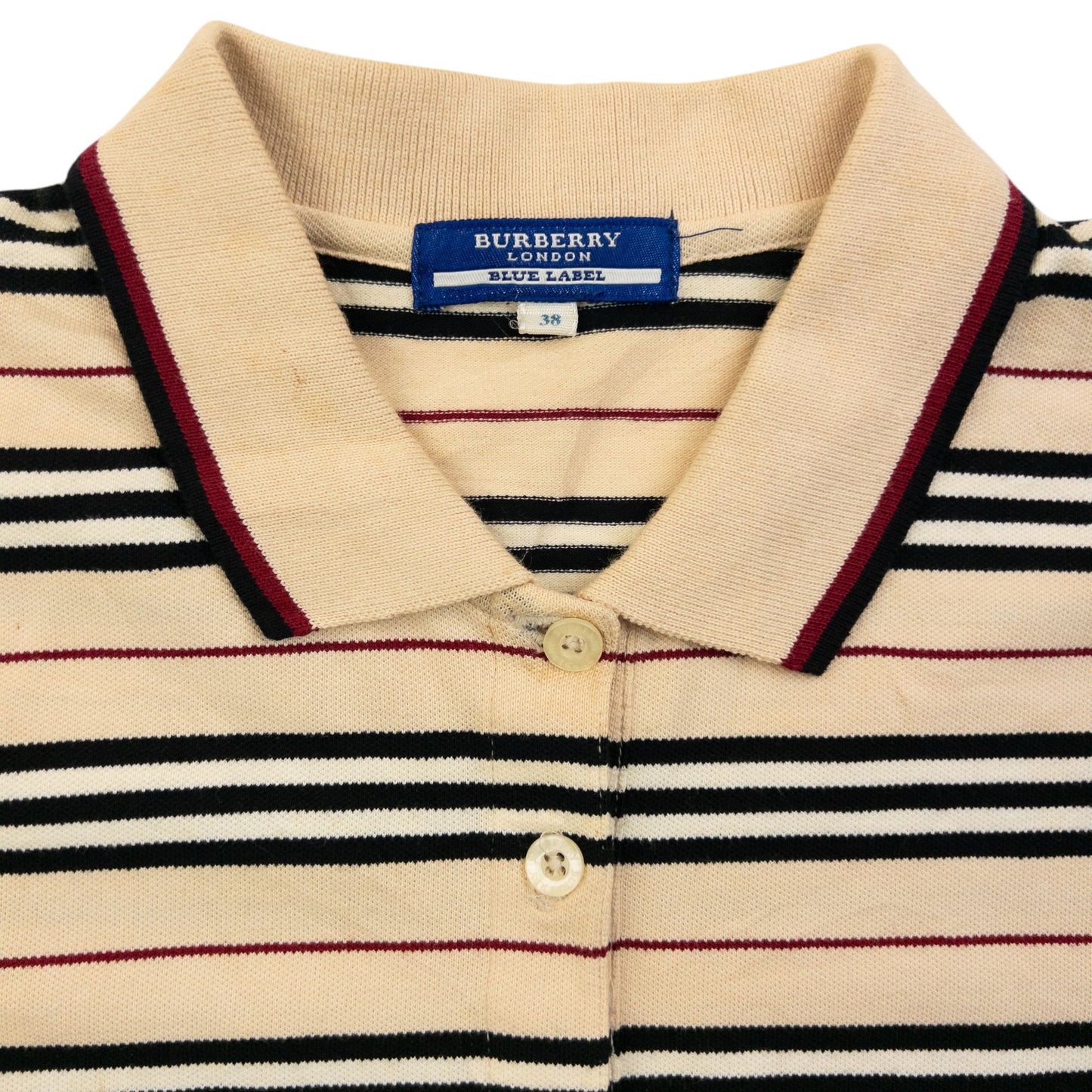 Vintage 2000s Burberry Blue Label Nova Stripe Polo Shirt Womens Size S