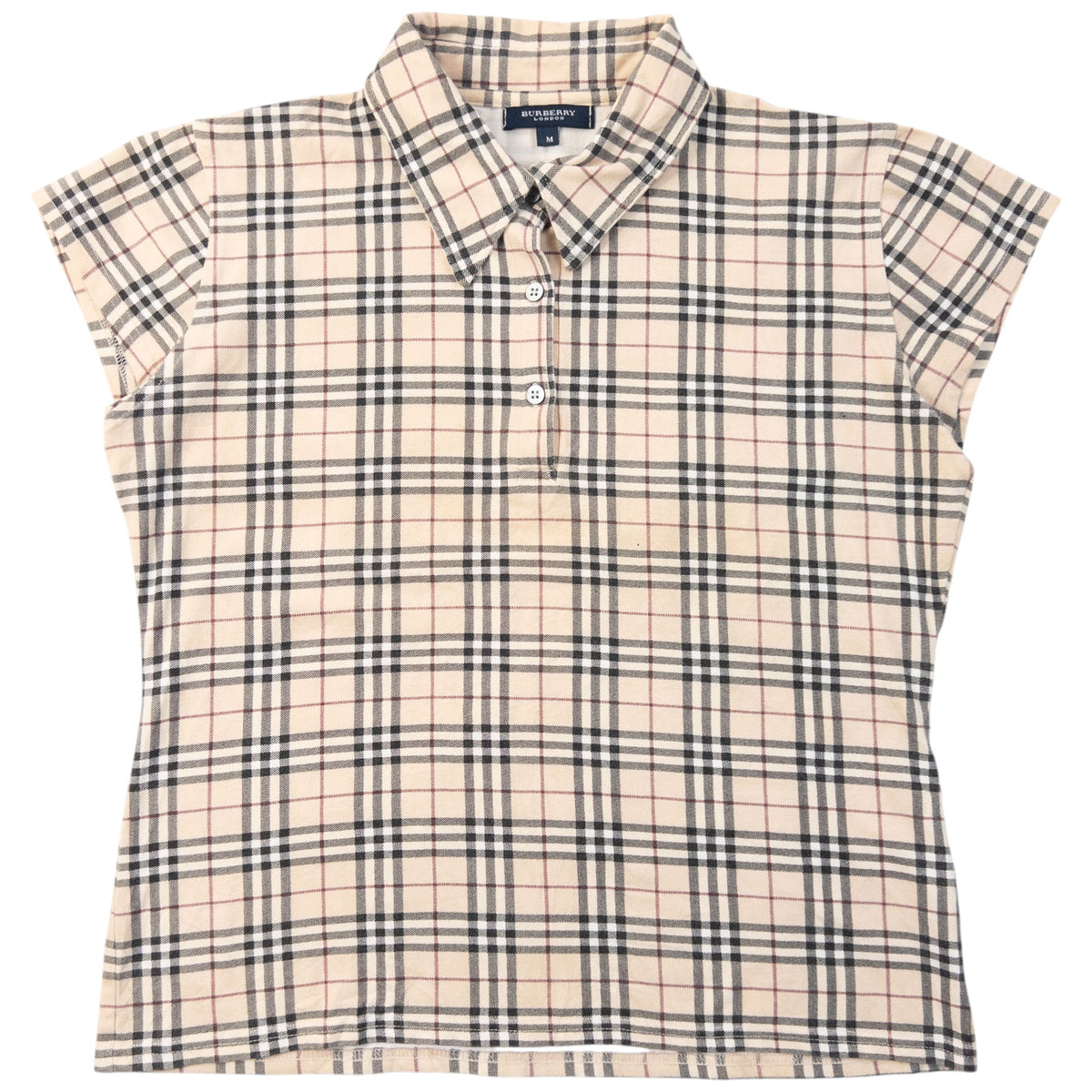 Vintage 2000s Burberry Nova Check Polo Shirt in beige (cotton 8% lycra)