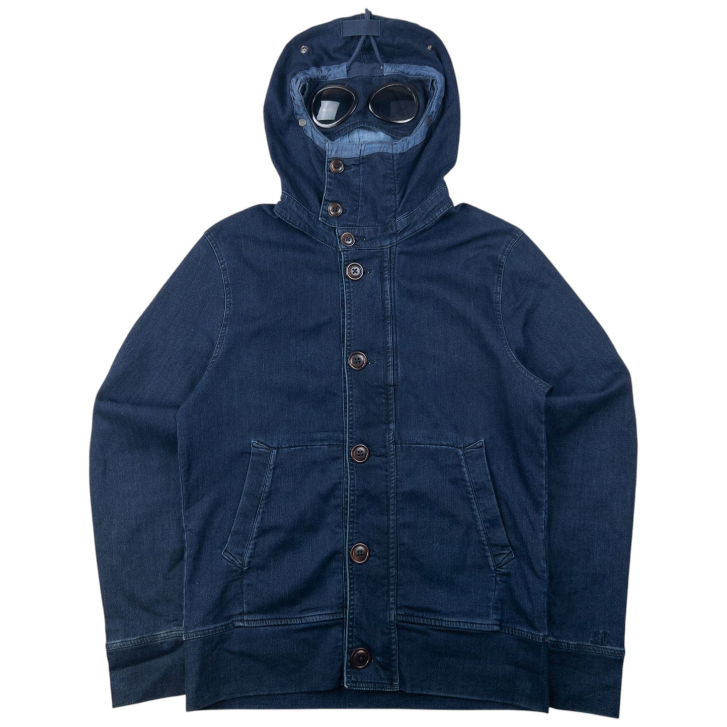 2014 CP Company Goggle Hood Future Fleece Isko Denim Jacket Size M