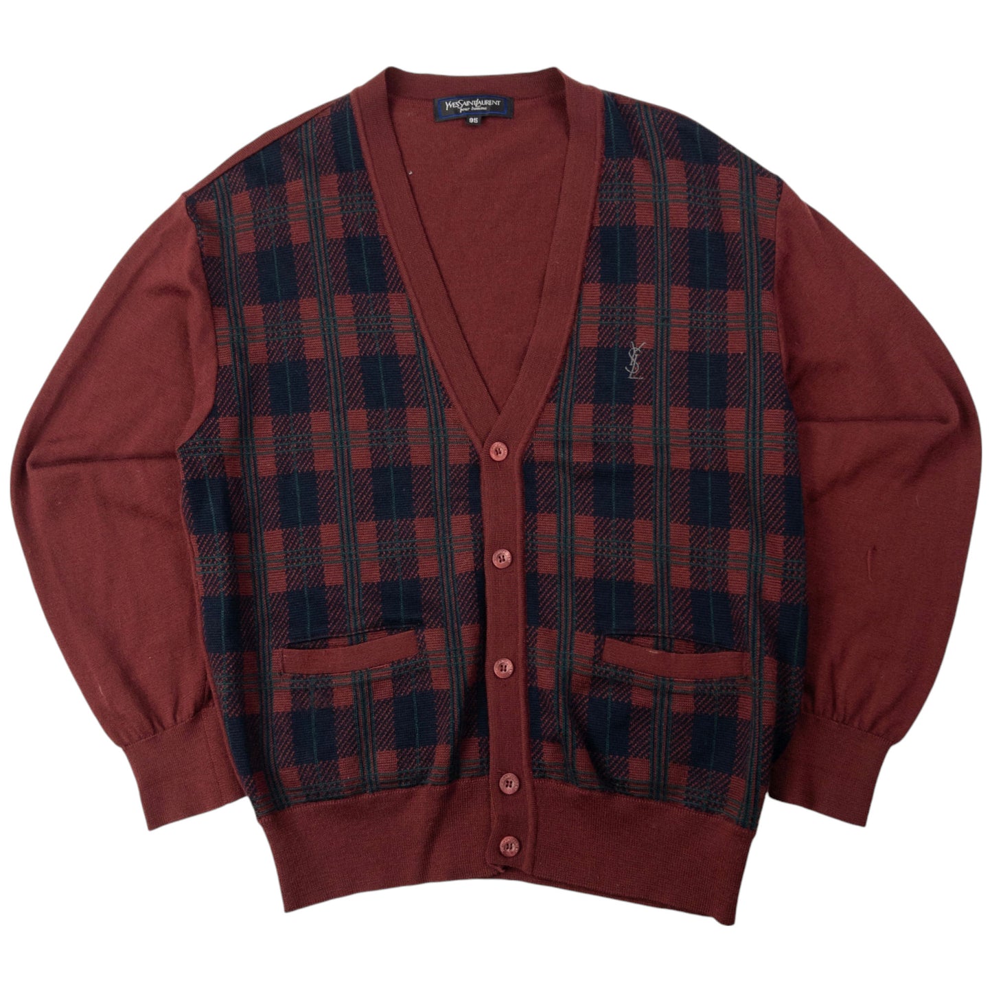 Vintage YSL Yves Saint Laurent Tartan Cardigan Size S