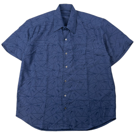 Vintage YSL Yves Saint Laurent Monogram Short Sleeve Button Up Shirt Size L