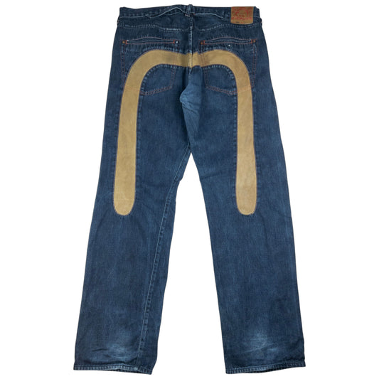 Vintage Evisu Leather Daicock Japanese Denim Jeans Size W38