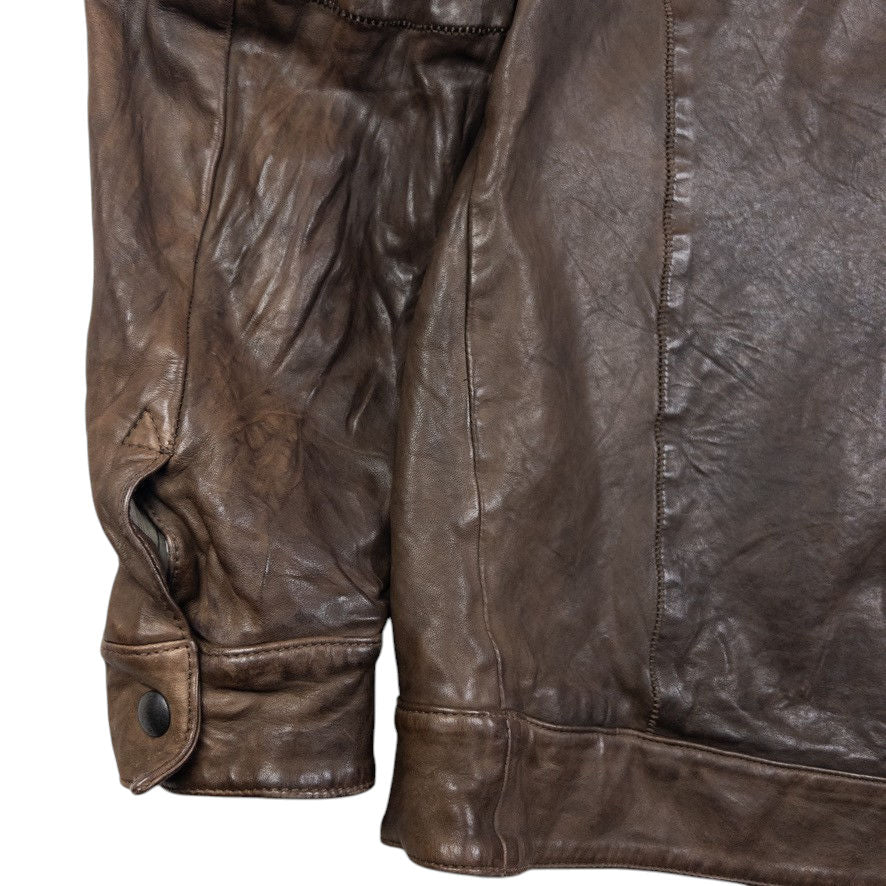 Vintage Hugo Boss Zip Up Leather Jacket Size M