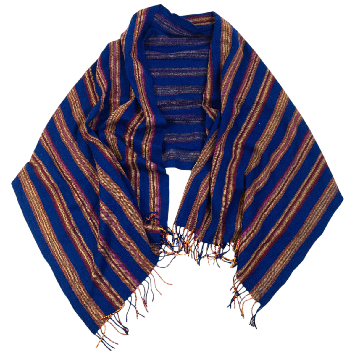 Vintage 2000s Issey Miyake Striped Wool Tassel Scarf