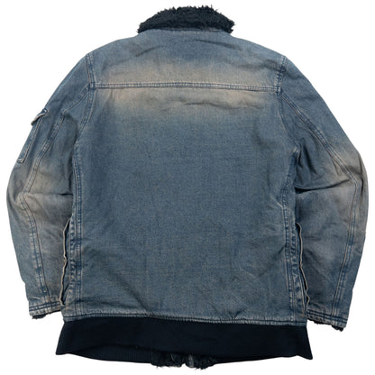 Vintage 2000s PPFM Fur Lined Zip Up Denim Jacket Size M