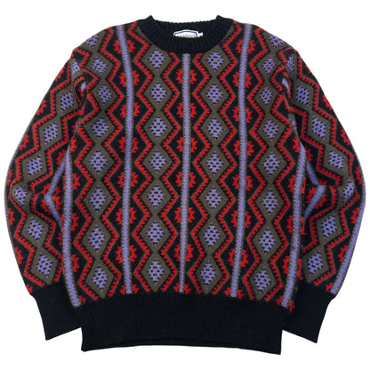 Vintage 80s YSL Yves Saint Laurent Pattern Knit Wool Jumper Size S