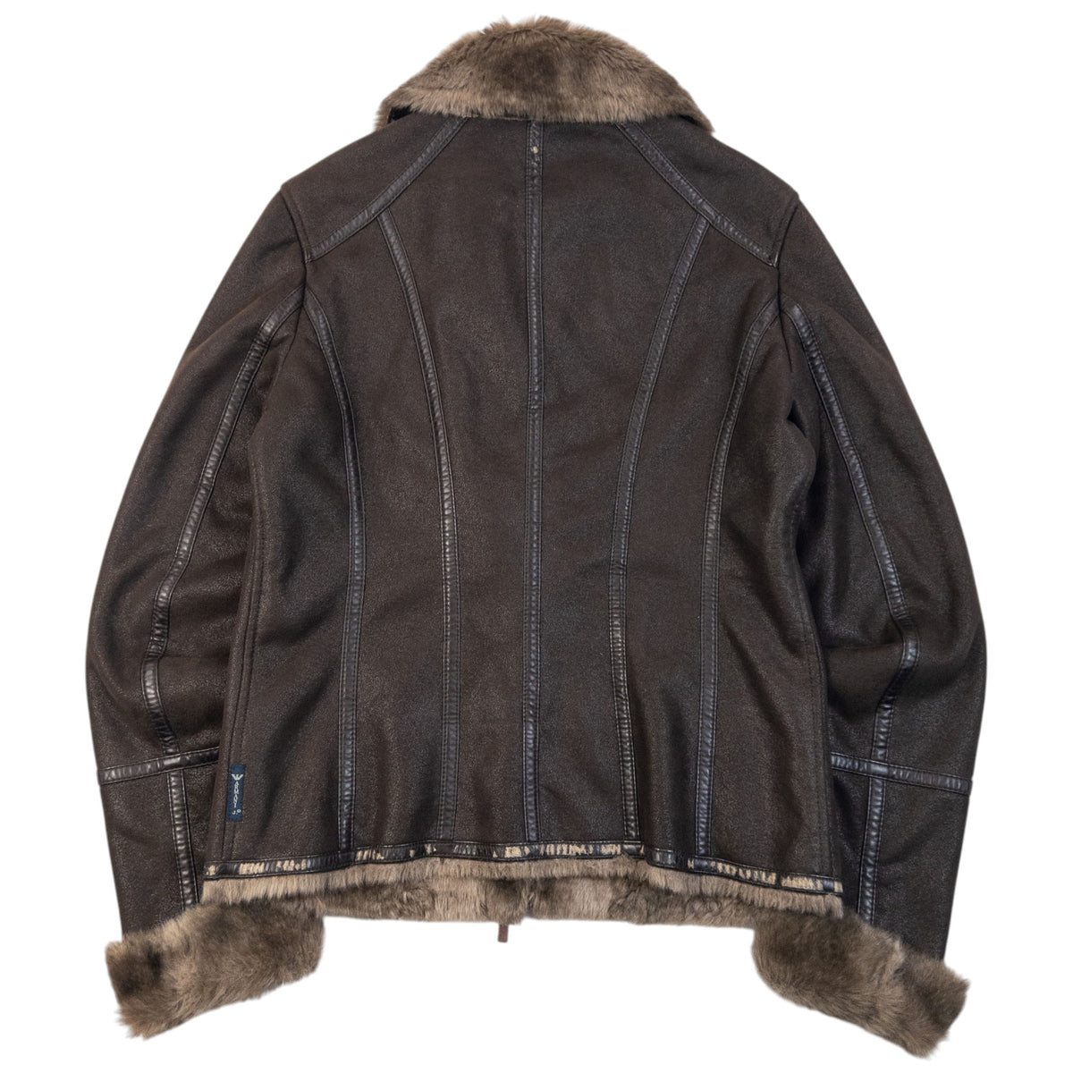 Vintage 2000s Armani Jeans Fur Lined Suede Jacket Womens Size S