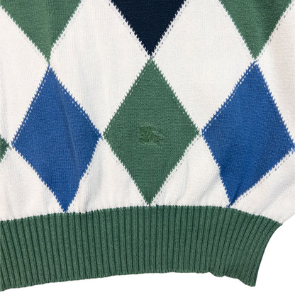 Vintage 90s Burberry Argyle Pattern Jumper Size M