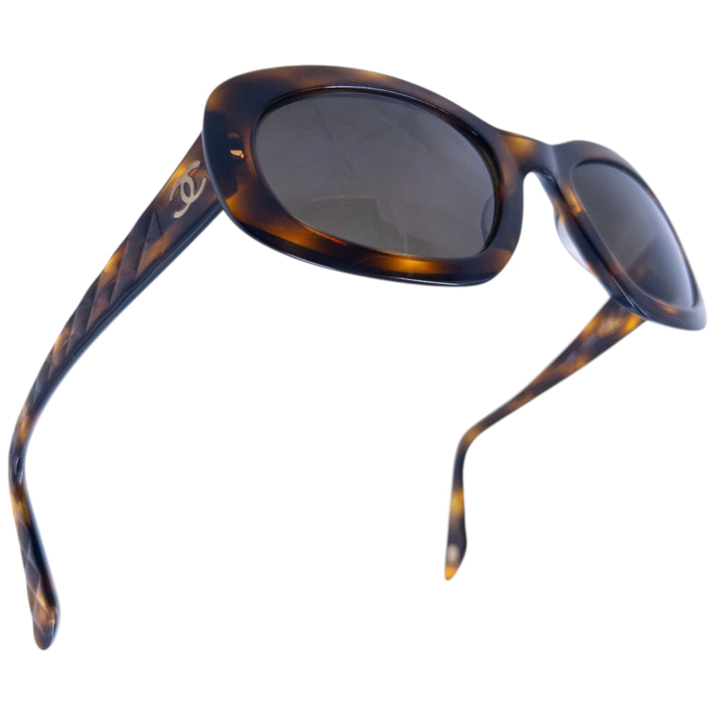 Vintage 2000s Chanel Embossed Tortoise Shell Sunglasses