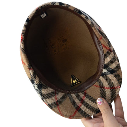Vintage 90s Burberry Nova Check Structured Flat-Cap Hat