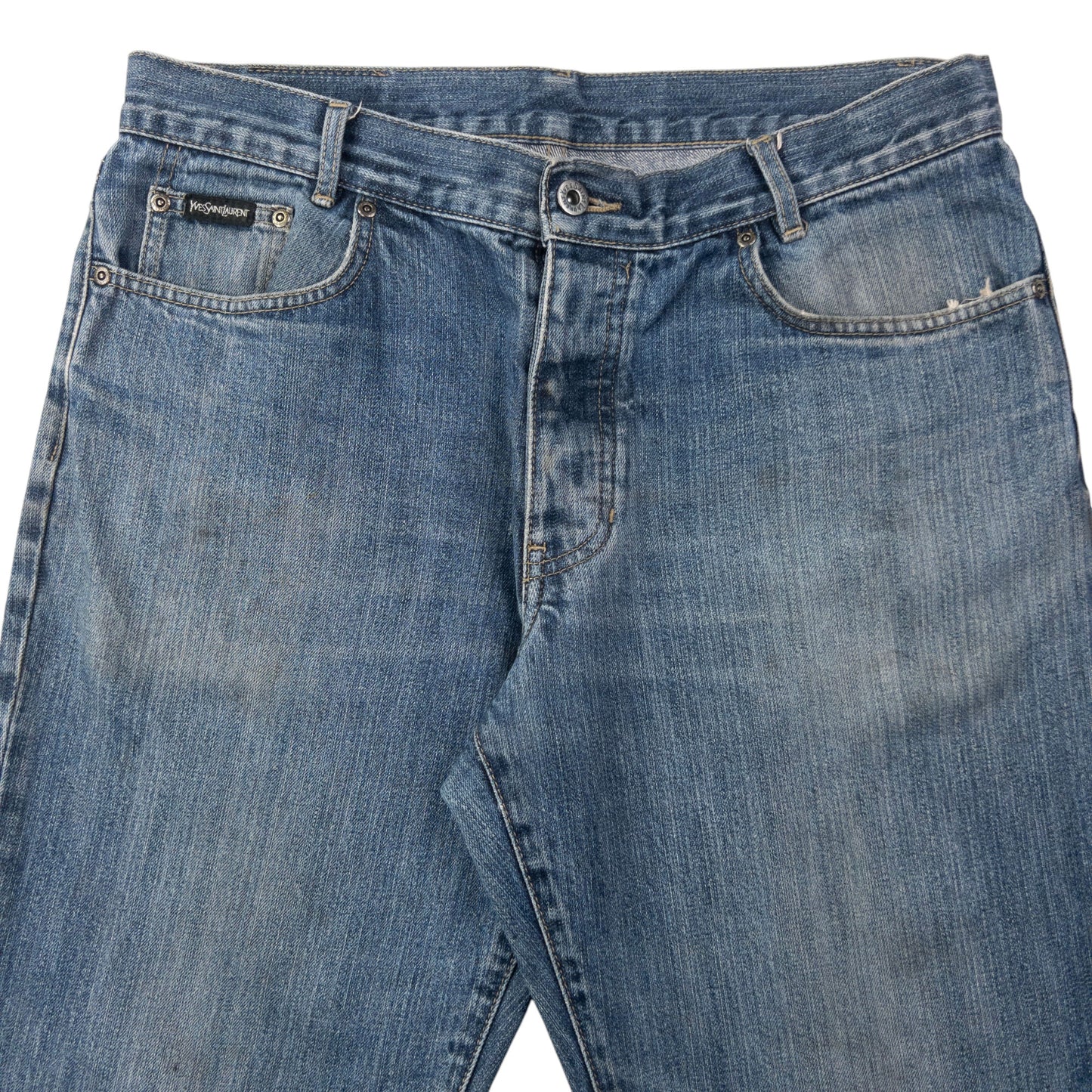 Vintage YSL Yves Saint Laurent Embroidered Denim Jeans Size W34