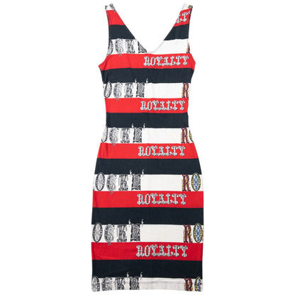 Vintage 90s Versace Jeans Couture Rock Royalty Striped Dress Womens Size S