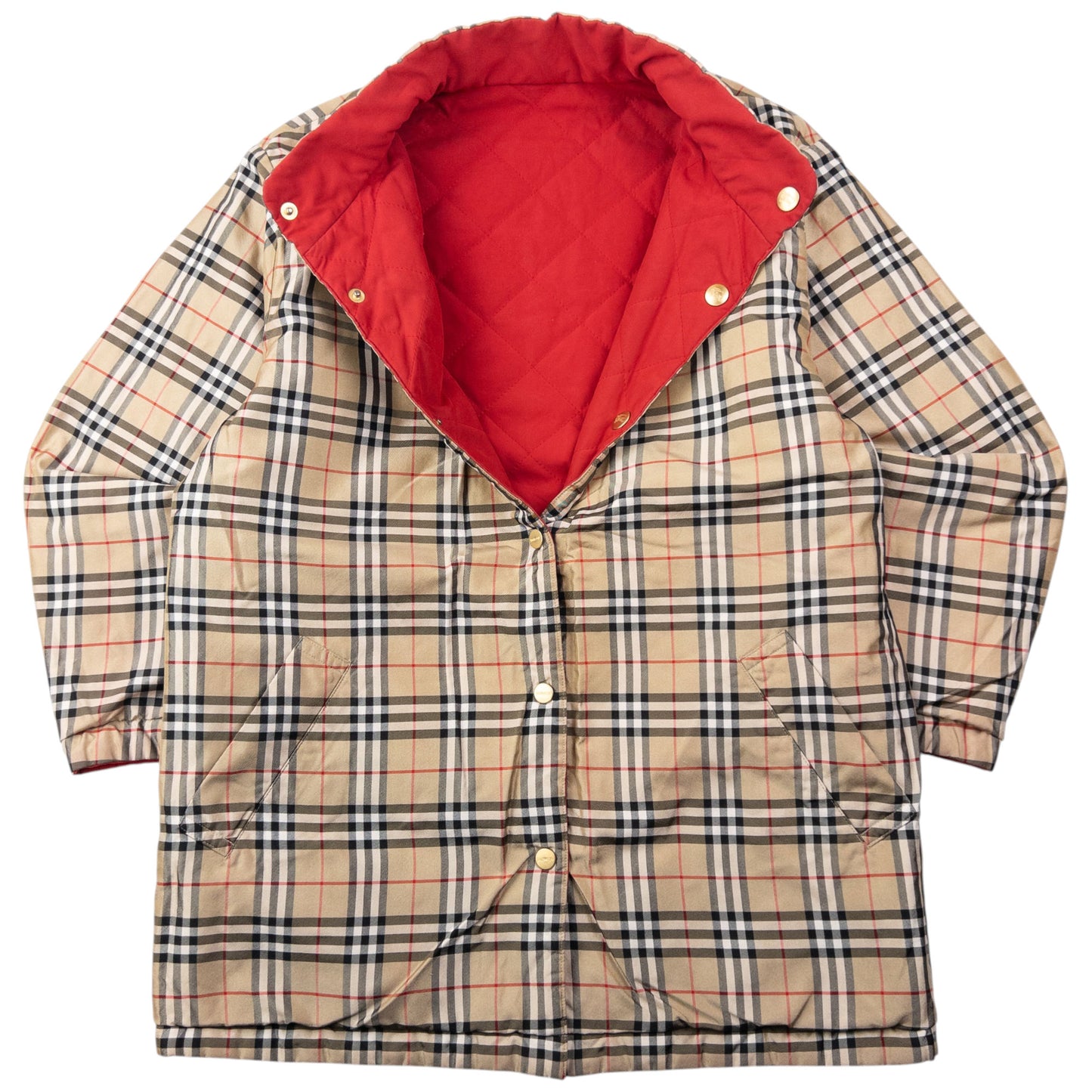 Vintage 90s Burberry Nova Check Quilted Reversible Jacket Size M
