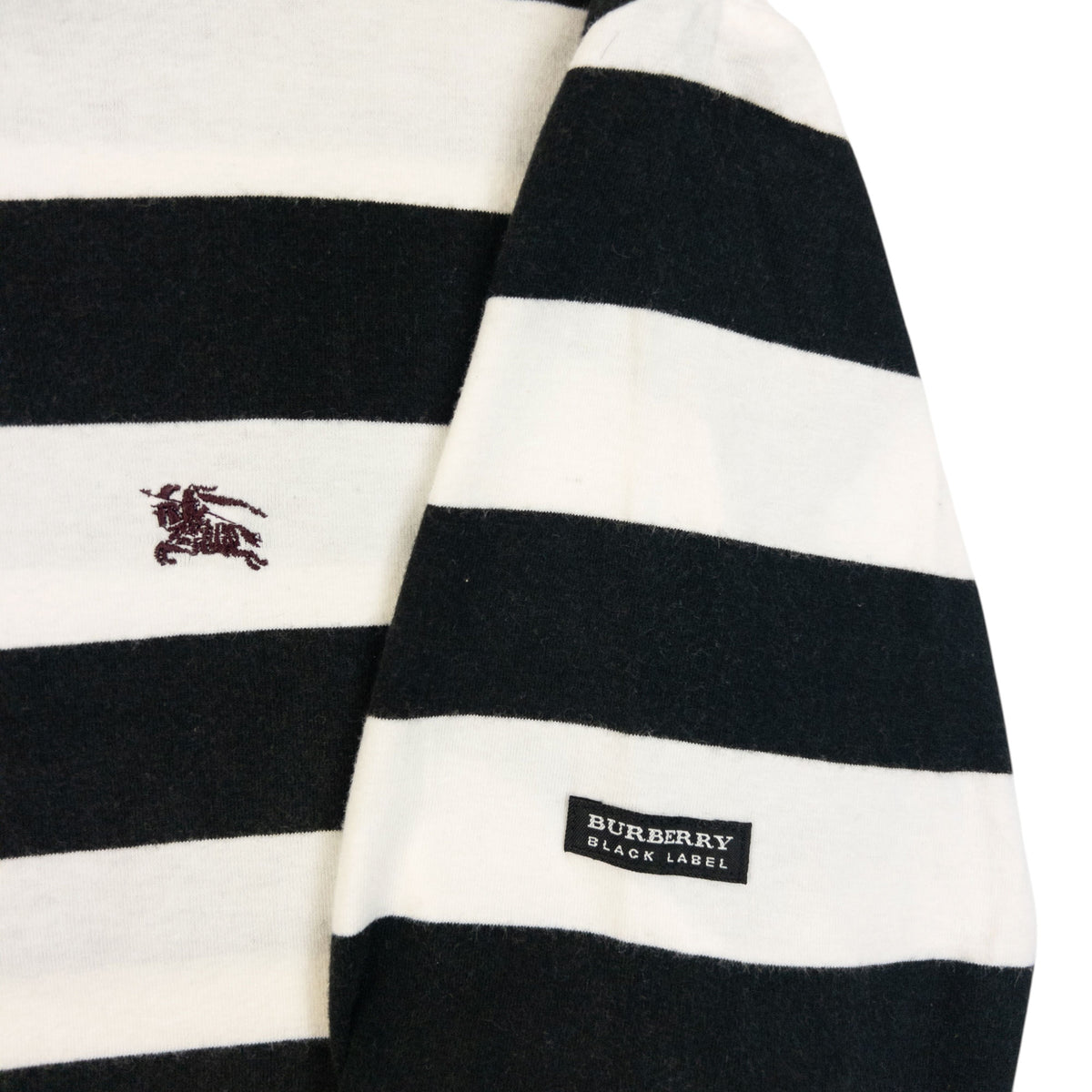 Vintage 2000s Burberry Black Label Striped Turtleneck Long Sleeve T Shirt Size S