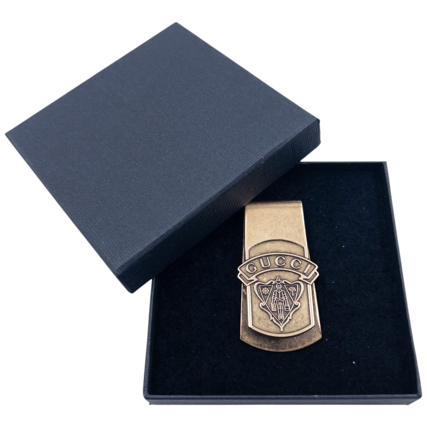 Vintage 2000s Gucci Gold Embossed Money Clip