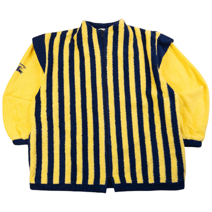 Vintage 90s Burberry Striped Terry Cloth Zip Up Jacket Size L