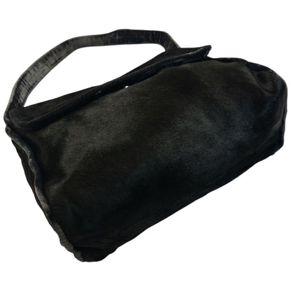 Vintage 90s Giorgio Armani Fur Velour Shoulder Bag
