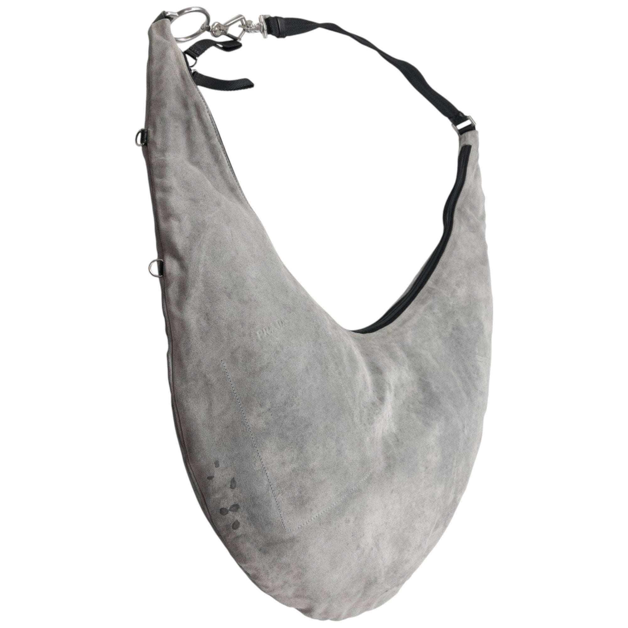Vintage Prada Suede Crescent Shoulder Bag