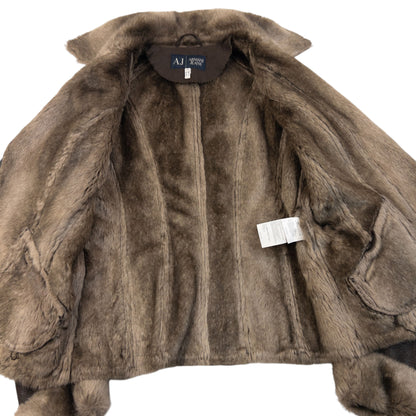 Vintage 2000s Armani Jeans Fur Lined Suede Jacket Womens Size S