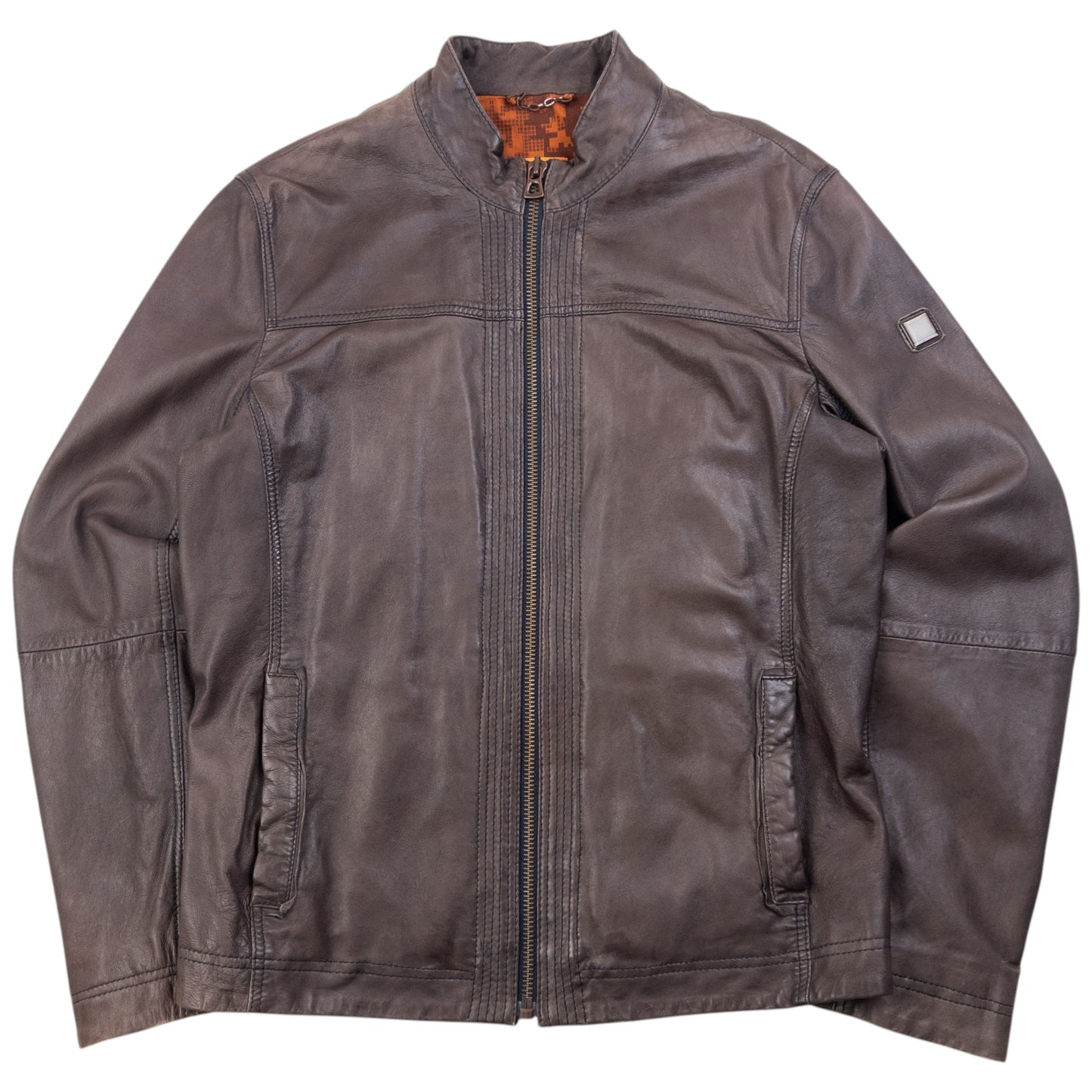 Vintage 90s Hugo Boss Zip Up Leather Jacket Size M