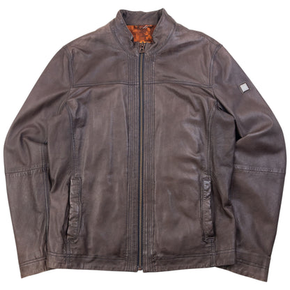 Vintage 90s Hugo Boss Zip Up Leather Jacket Size M