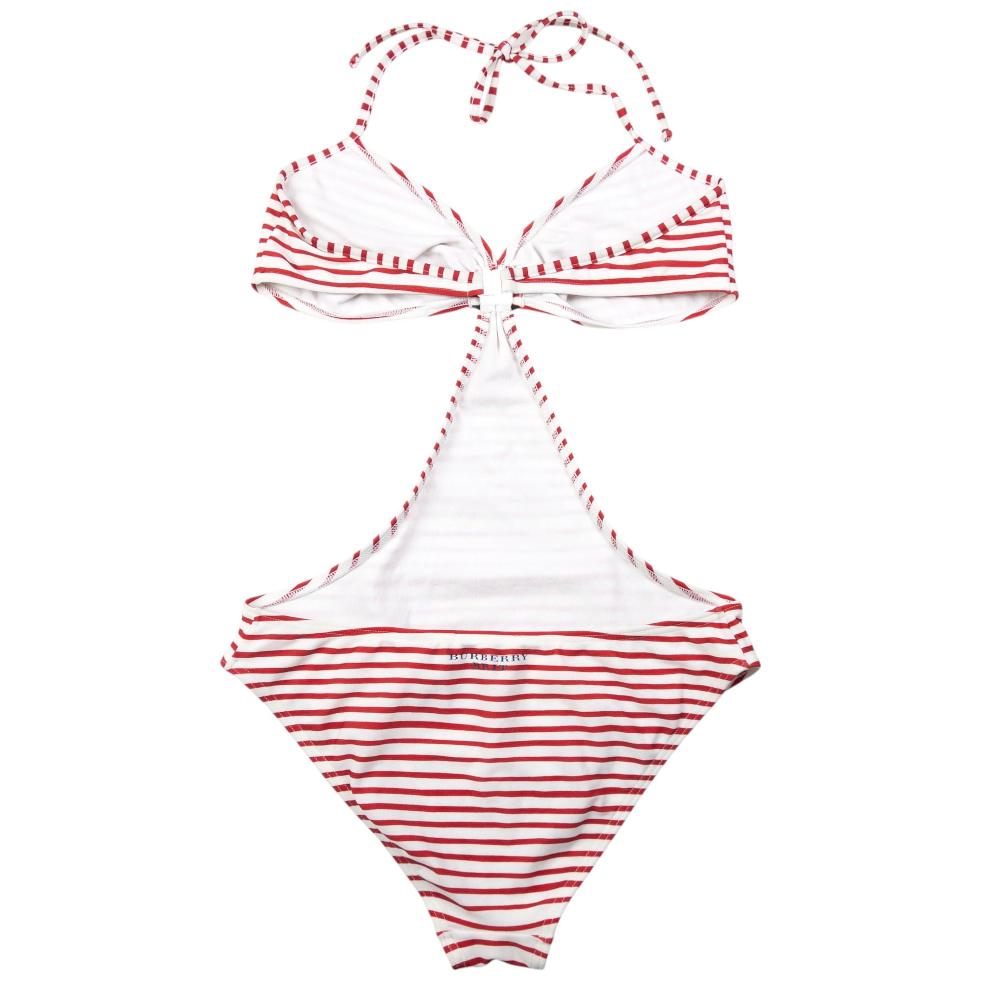 Vintage Burberry Brit Striped Monokini Swimming Costume Womens Size L