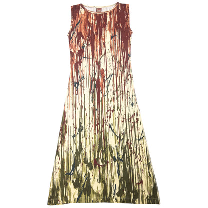 Vintage 1998 Jean Paul Gaultier Jean's Blood Drip Print Maxi Dress Womens Size L