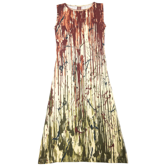 Vintage 1998 Jean Paul Gaultier Jean's Blood Drip Print Maxi Dress Womens Size L