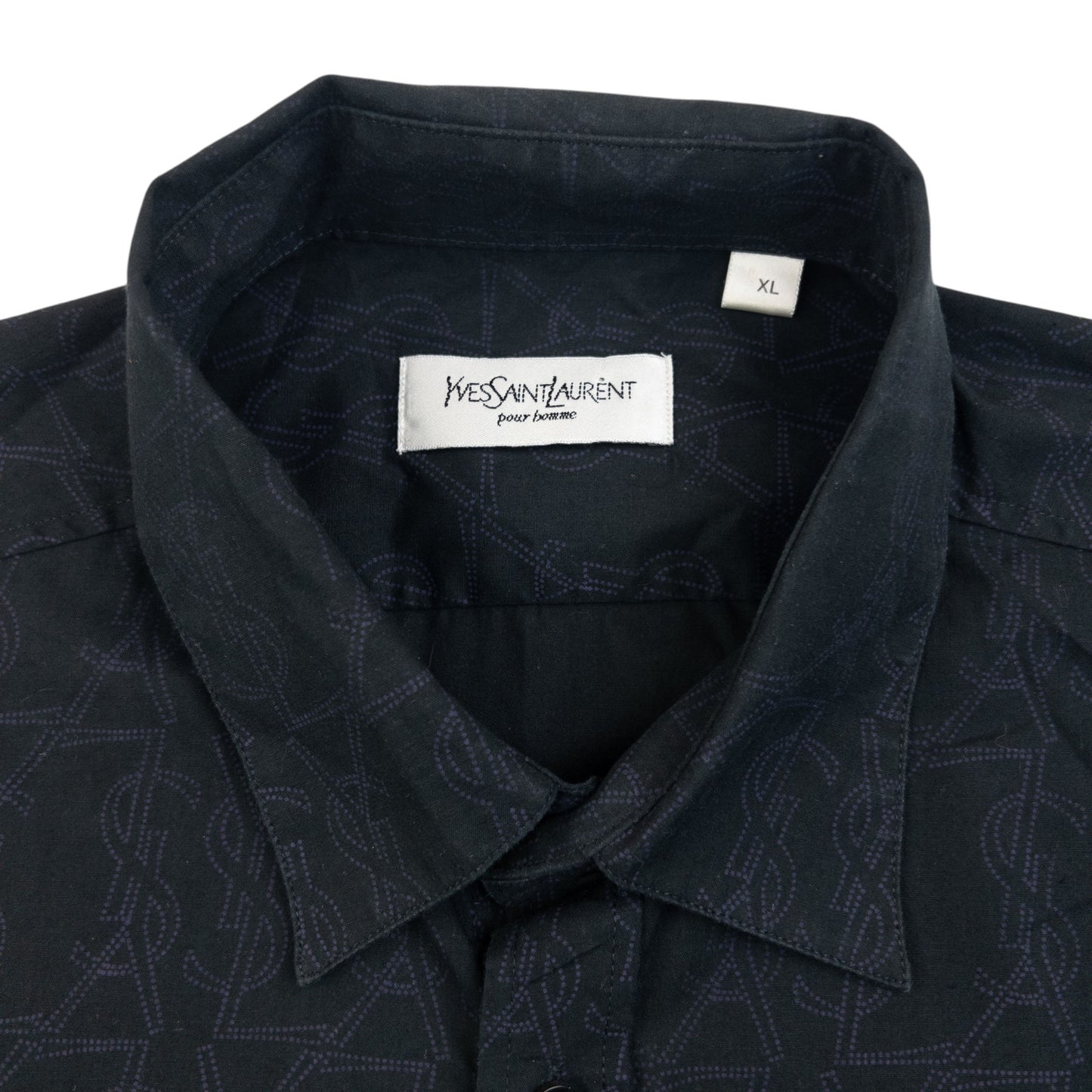 Vintage 2000s YSL Yves Saint Laurent Monogram Long Sleeve Button Up Shirt Size XL