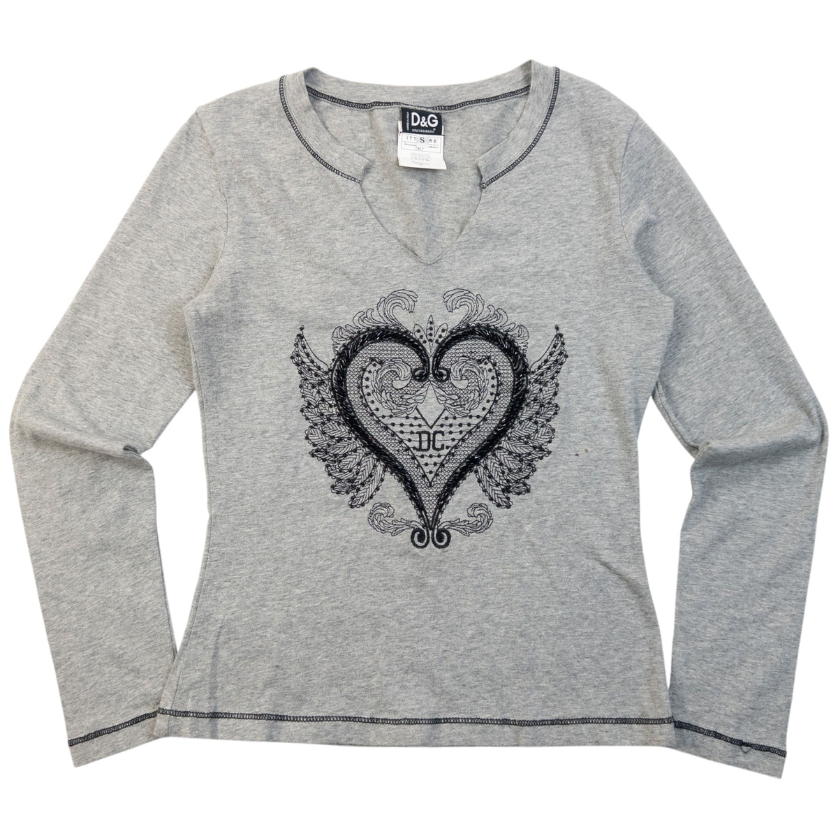 Vintage 2000s Dolce & Gabbana Embroidered Long Sleeve T Shirt Womens Size S