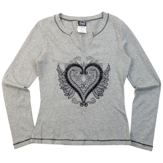Vintage 2000s Dolce & Gabbana Embroidered Long Sleeve T Shirt Womens Size S