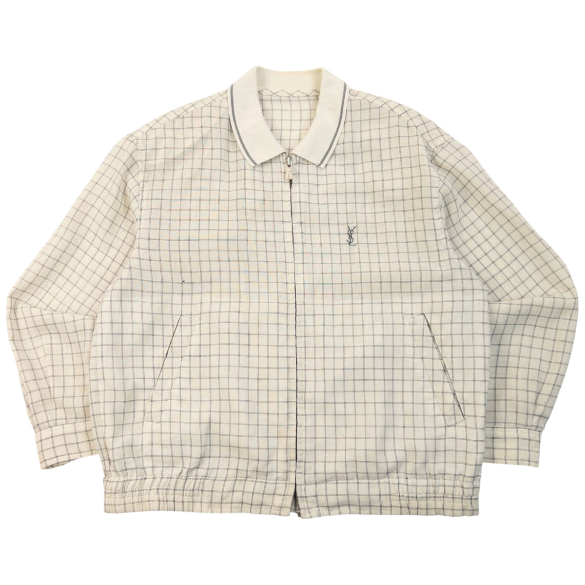 Vintage 90s YSL Yves Saint Laurent Checkered Harrington Jacket Size XS
