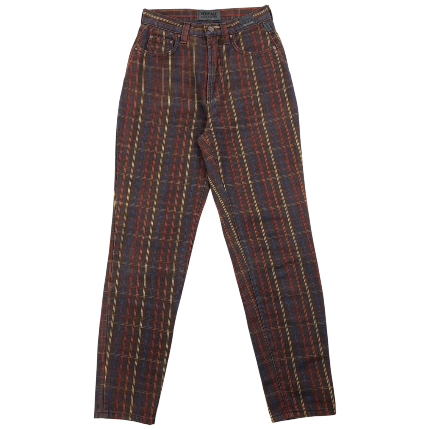 Vintage 90s Versace Jeans Couture Checkered Trousers Size W24