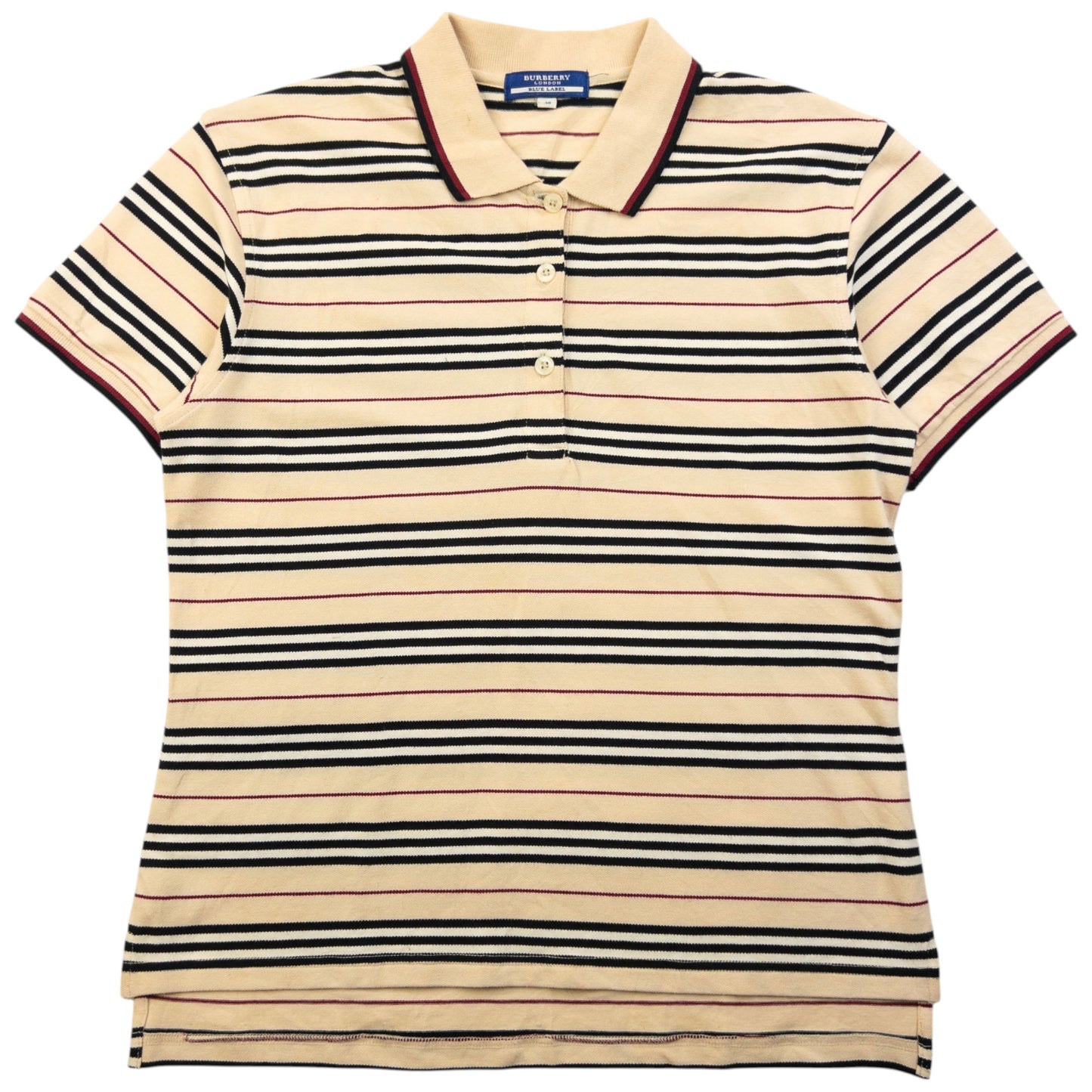 Vintage 2000s Burberry Blue Label Nova Stripe Polo Shirt Womens Size S