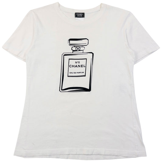 Vintage 2000s Chanel Uniform No 5 Bottle T Shirt Womens Size S