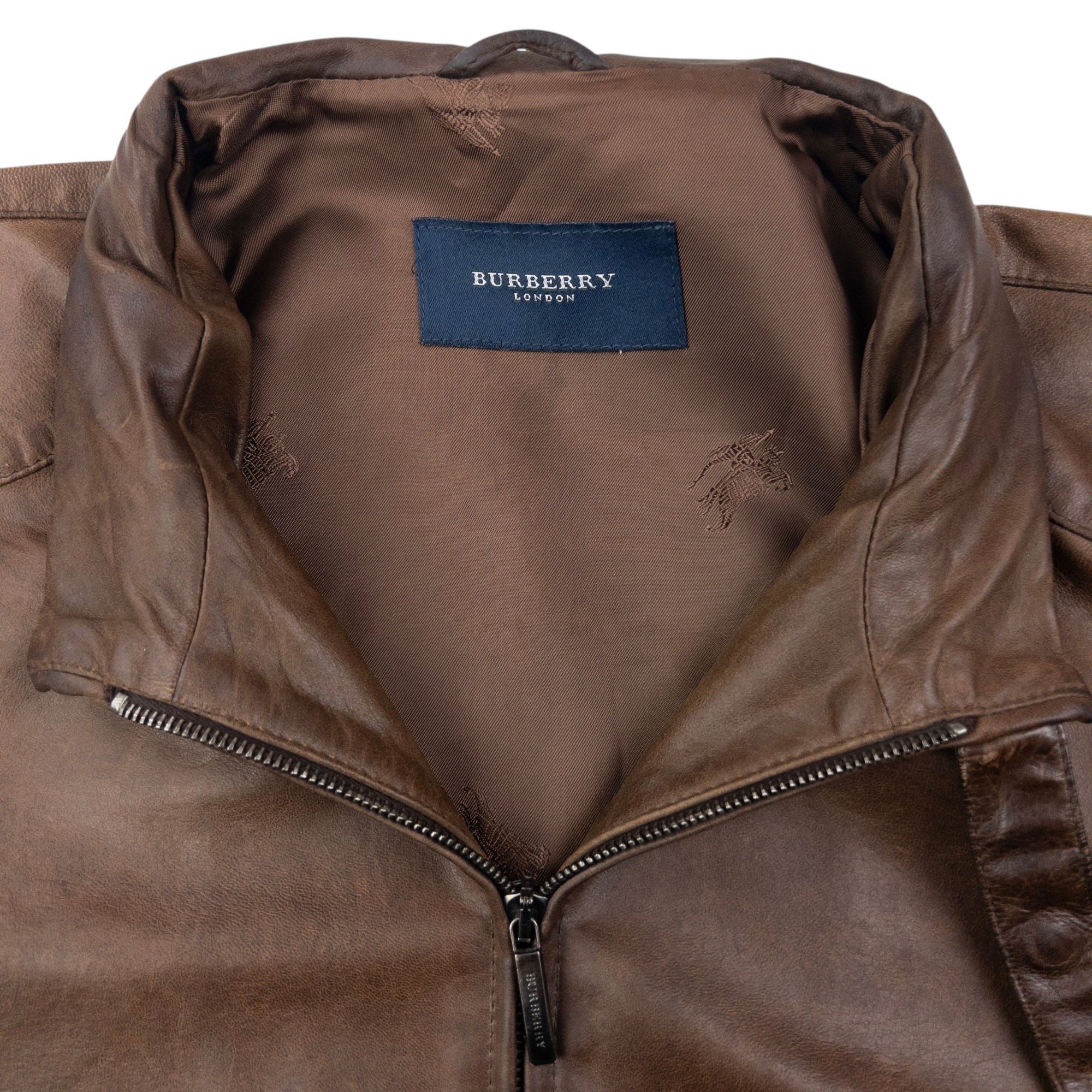 Vintage 2000s Burberry Zip Up Leather Jacket Size M