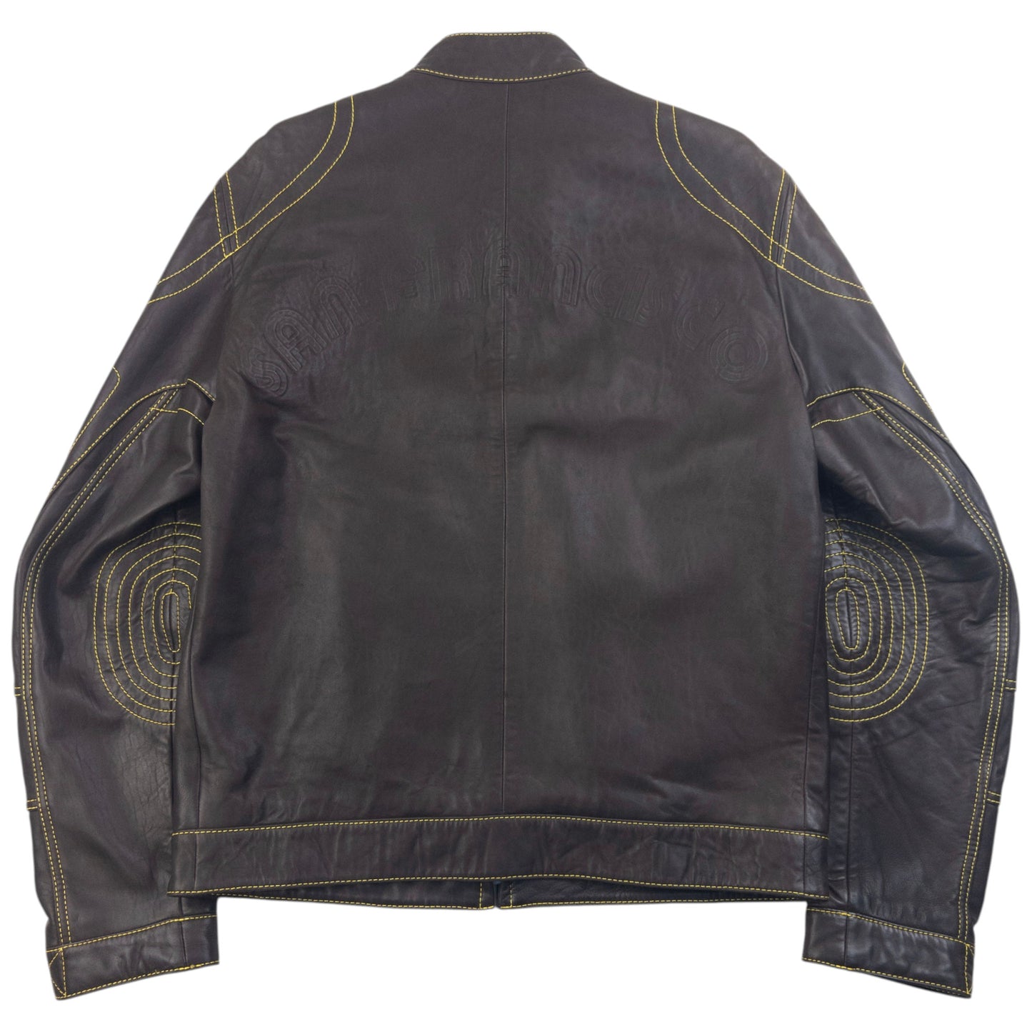 Vintage 90s Hugo Boss Contrast Stitching  Leather Jacket Size L