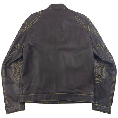 Vintage 90s Hugo Boss Contrast Stitching  Leather Jacket Size L